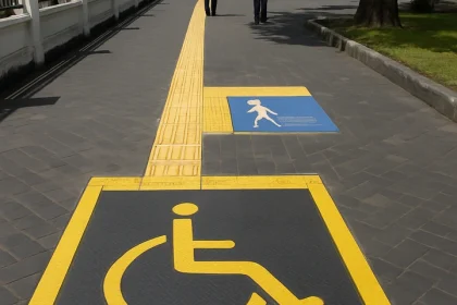 jalur paving ramah disabilitas di rumah sakit yogyakarta