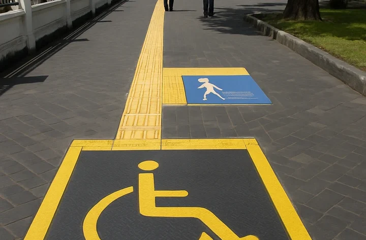 jalur paving ramah disabilitas di rumah sakit yogyakarta